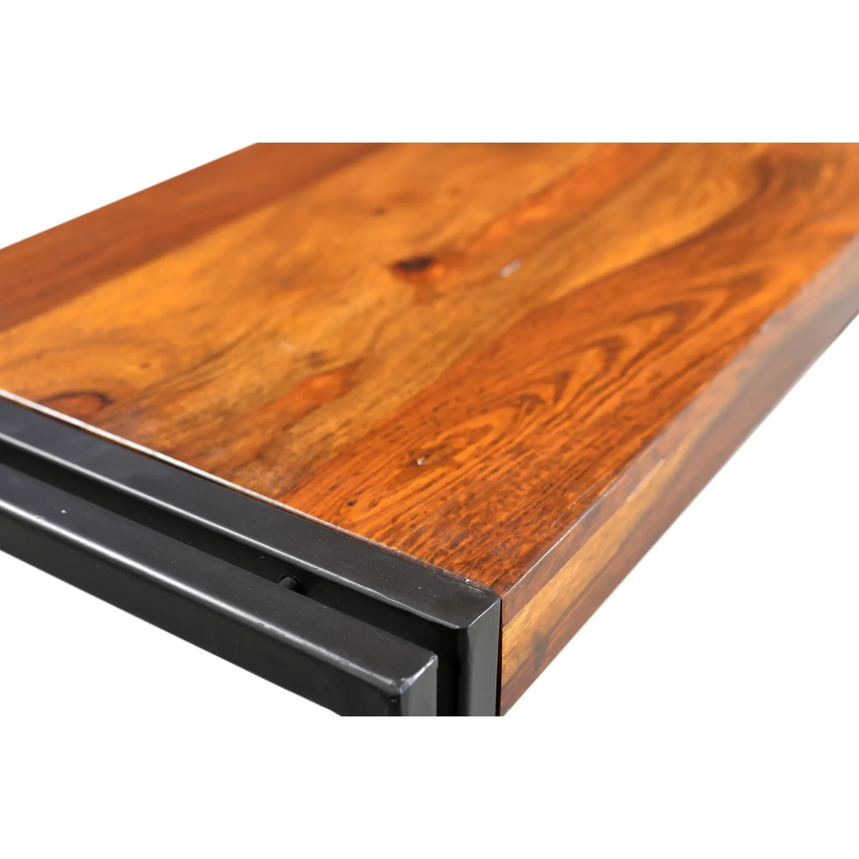 Solid Sheesham Bench with Metal Legs-Bench-Parc Decor