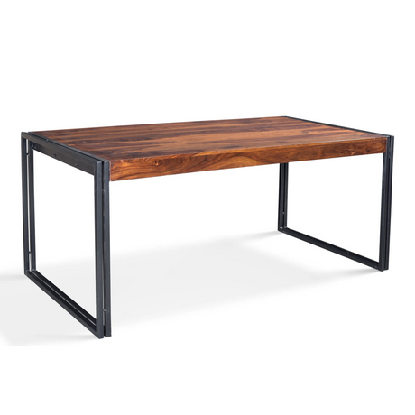 Solid Sheesham Wood Dining Table with Metal Legs-Dining Table-Parc Decor