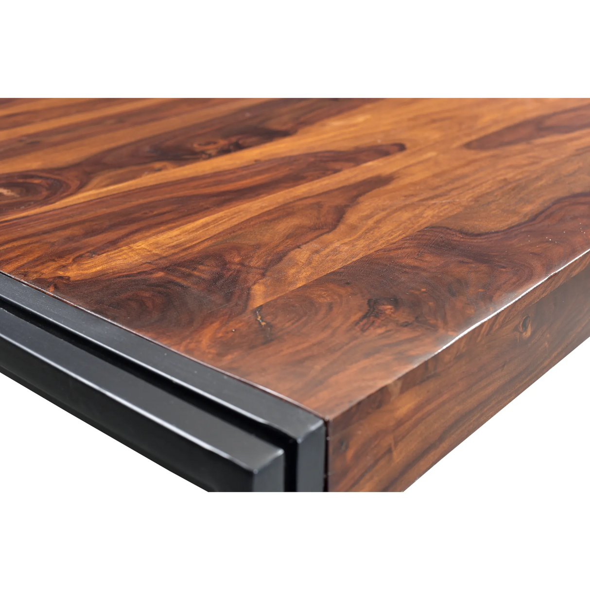 Solid Sheesham Wood Dining Table with Metal Legs-Dining Table-Parc Decor