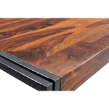 Solid Sheesham Wood Dining Table with Metal Legs-Dining Table-Parc Decor