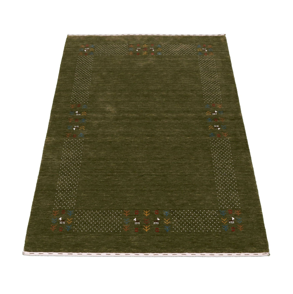 Solid with Border Patterns Hand Loomed Wool Area Rug