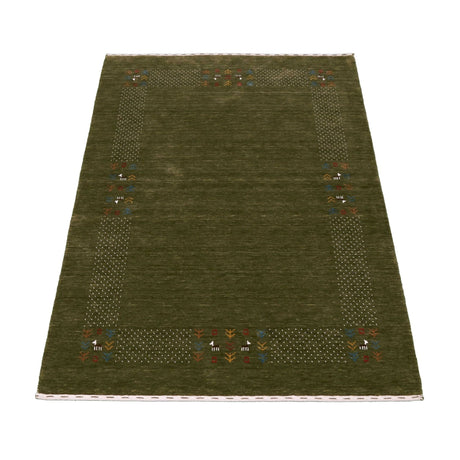 Solid with Border Patterns Hand Loomed Wool Area Rug