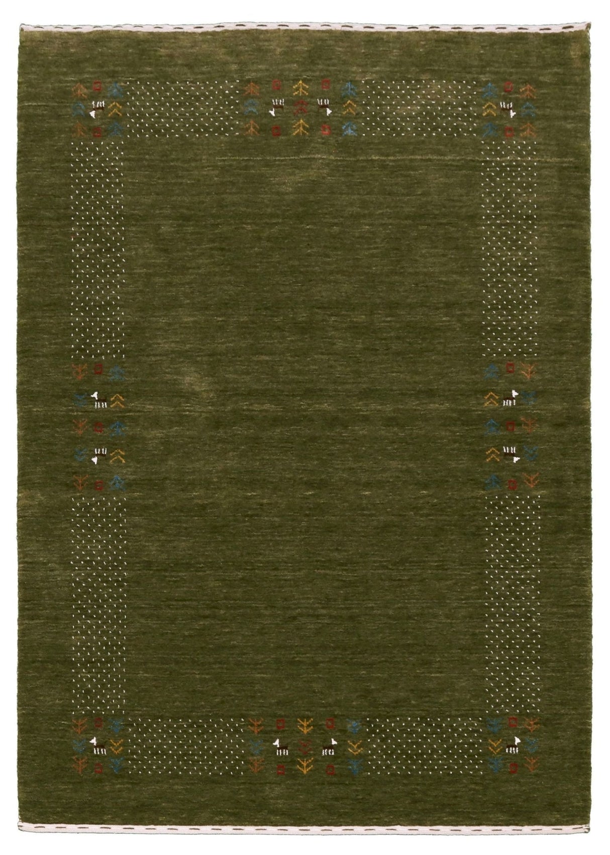 Solid with Border Patterns Hand Loomed Wool Area Rug
