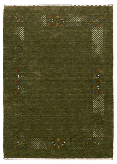 Solid with Border Patterns Hand Loomed Wool Area Rug