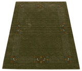 Solid with Border Patterns Hand Loomed Wool Area Rug