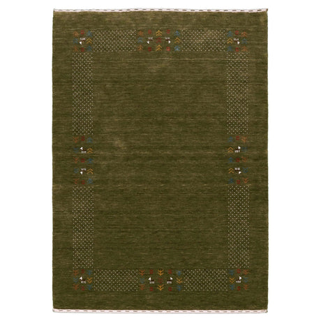 Solid with Border Patterns Hand Loomed Wool Area Rug