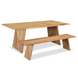 Solid Wood Angled Leg Dining Table - 80 Inch-Dining Table-Parc Decor