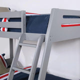 Solid Wood Twin / Full Bunk Bed with Reversible Angled Ladder and Underbed Drawers
