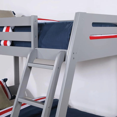 Solid Wood Twin / Full Bunk Bed with Reversible Angled Ladder and Underbed Drawers