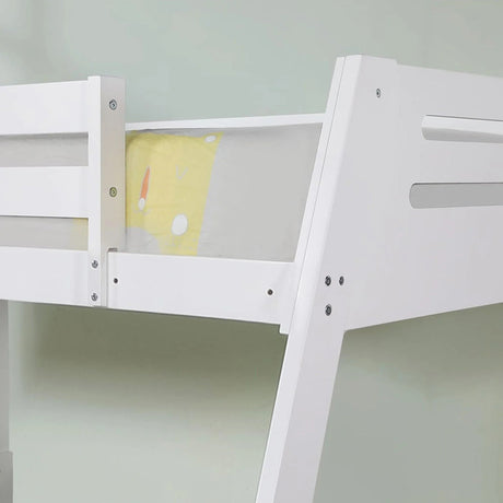 Solid Wood Twin / Full Bunk Bed with Reversible Angled Ladder and Underbed Drawers