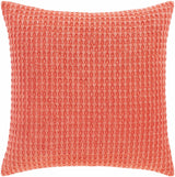 Solvang Textured Coral Cotton Square Throw Pillow-Throw Pillows-Parc Decor