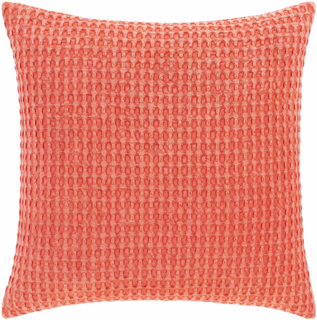 Solvang Textured Coral Cotton Square Throw Pillow-Throw Pillows-Parc Decor