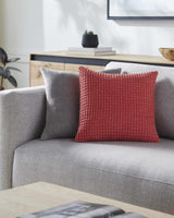 Solvang Textured Coral Cotton Square Throw Pillow-Throw Pillows-Parc Decor