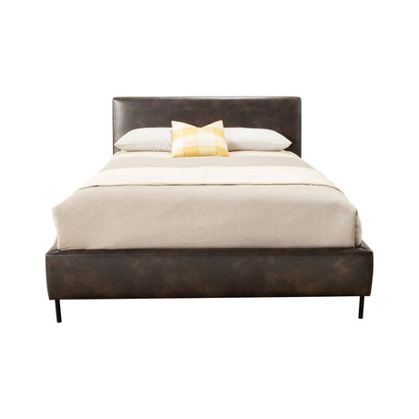 Sophia Faux Leather Platform Bed, Gray-Beds-Parc Decor