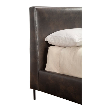 Sophia Faux Leather Platform Bed, Gray-Beds-Parc Decor