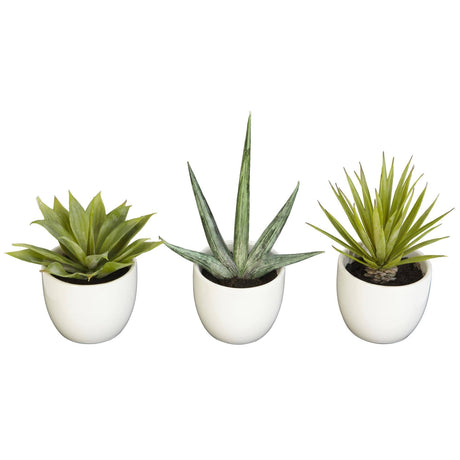 Southwest Artificial Succulent Collection - Set of 3-Plant in Planter-Parc Decor