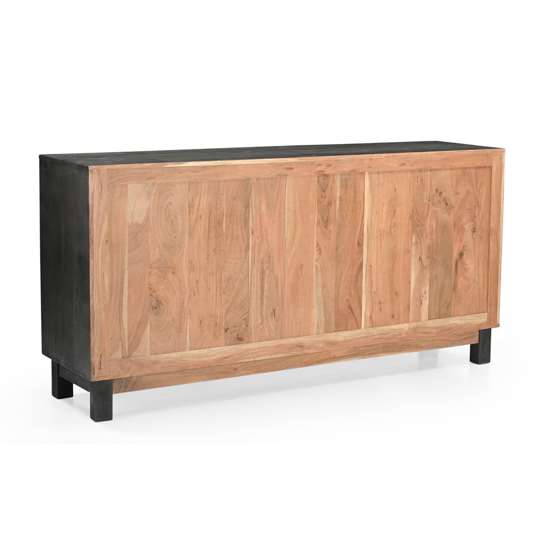 Sparrow Solid Wood 3 Door Media Console - Gray-Sideboard-Parc Decor