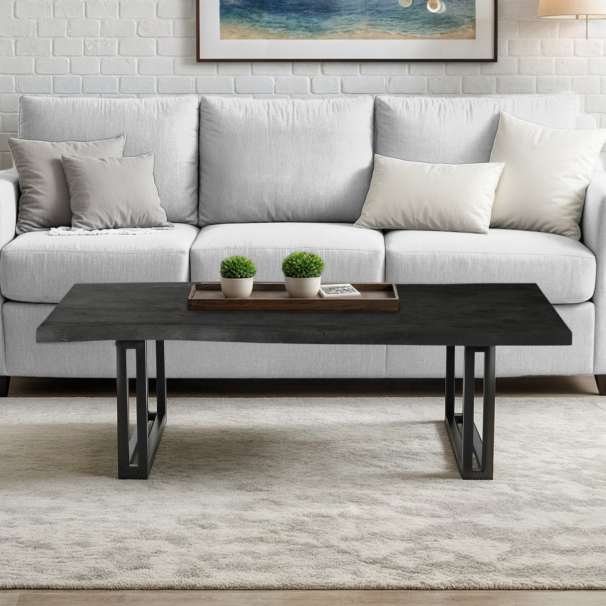 Sparrow Solid Wood Coffee Table - Gray-coffee table-Parc Decor