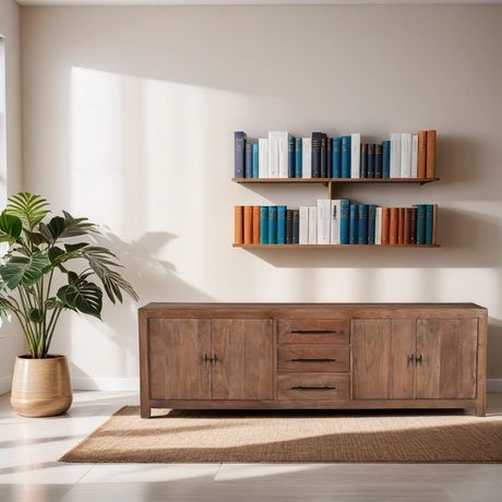 Sparrow Solid Wood Media Console - Brown-Sideboard-Parc Decor