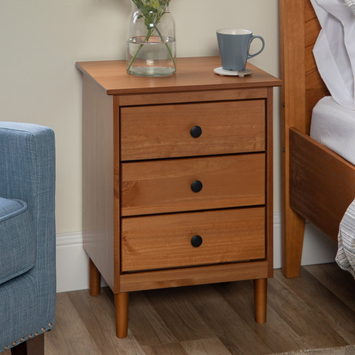Spencer Solid Transitional Wood Nightstand-Bedroom-Parc Decor
