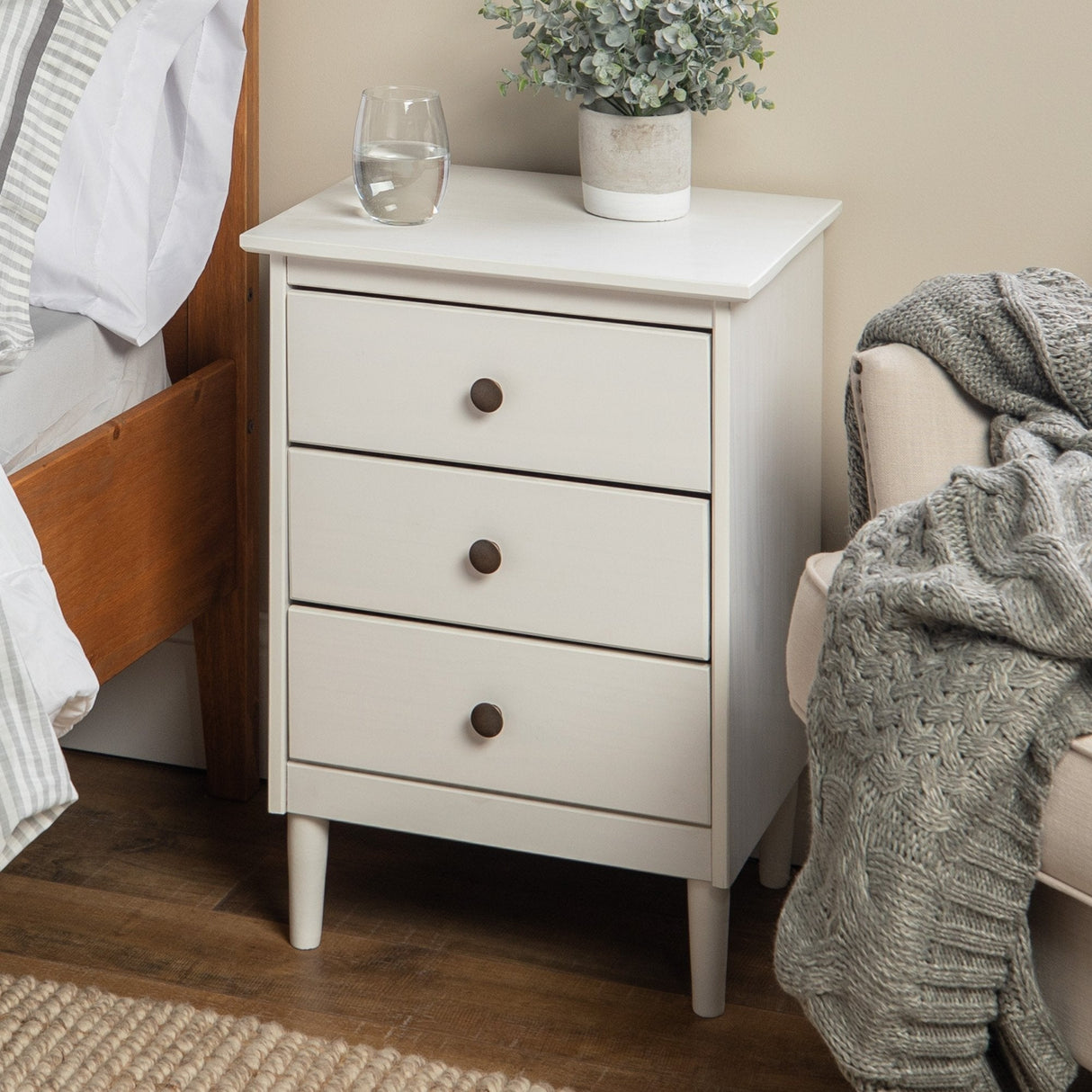 Spencer Solid Transitional Wood Nightstand-Bedroom-Parc Decor