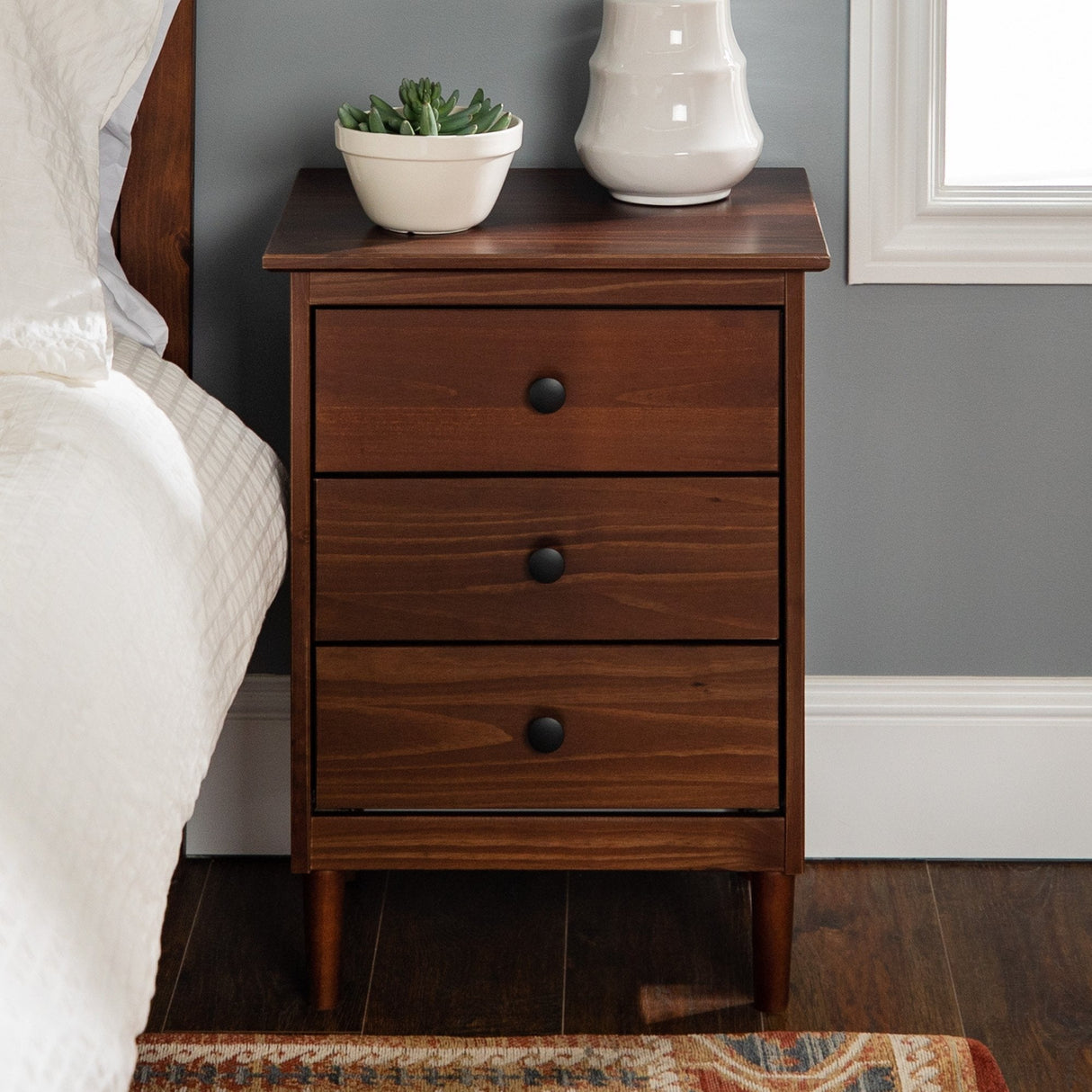 Spencer Solid Transitional Wood Nightstand-Bedroom-Parc Decor
