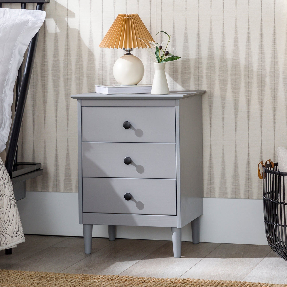 Spencer Solid Transitional Wood Nightstand-Bedroom-Parc Decor
