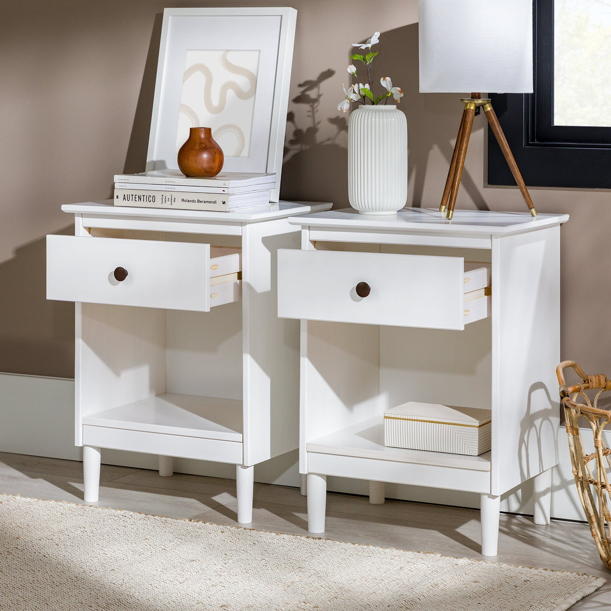 Spencer Solid Transitional Wood Nightstand-Bedroom-Parc Decor
