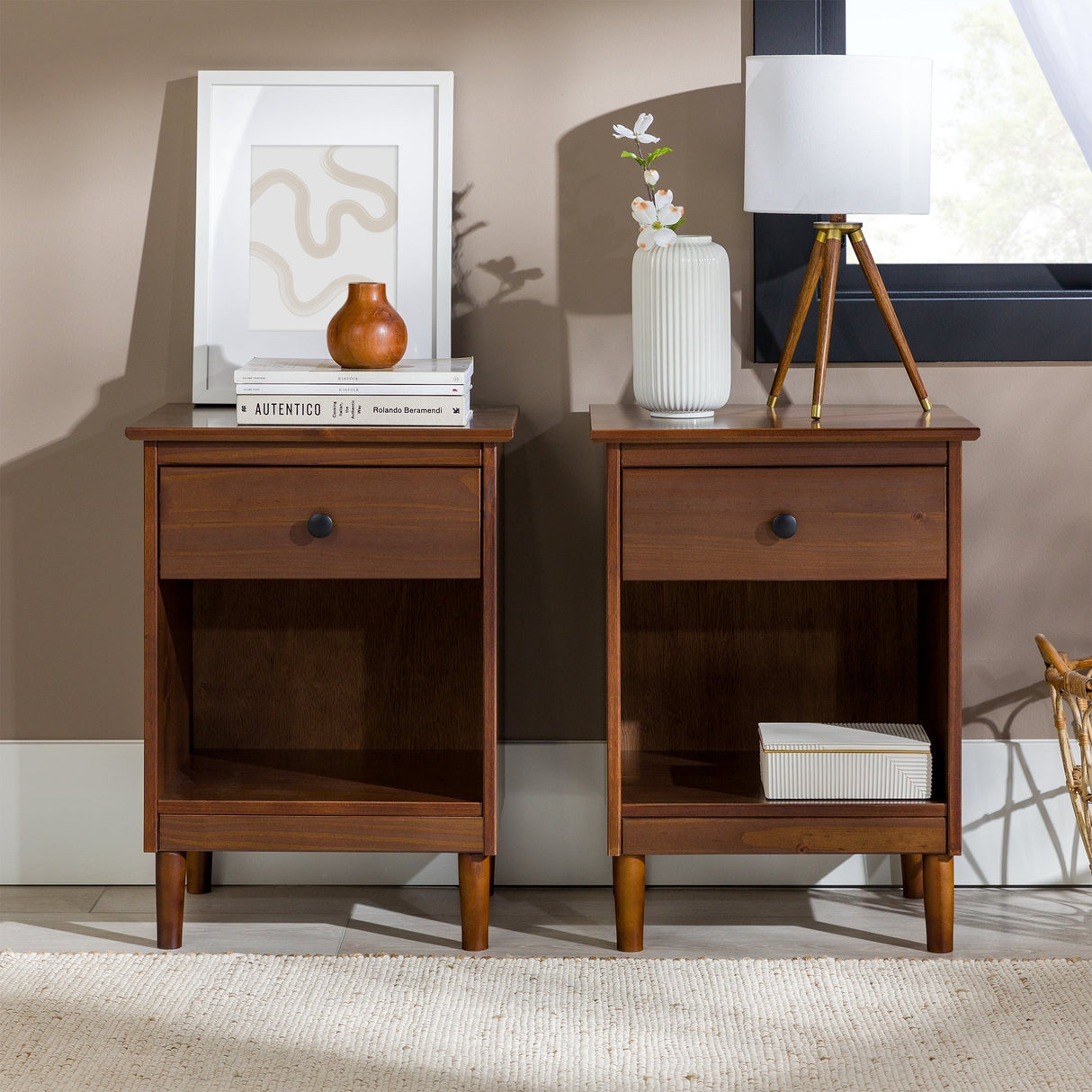 Spencer Solid Transitional Wood Nightstand-Bedroom-Parc Decor