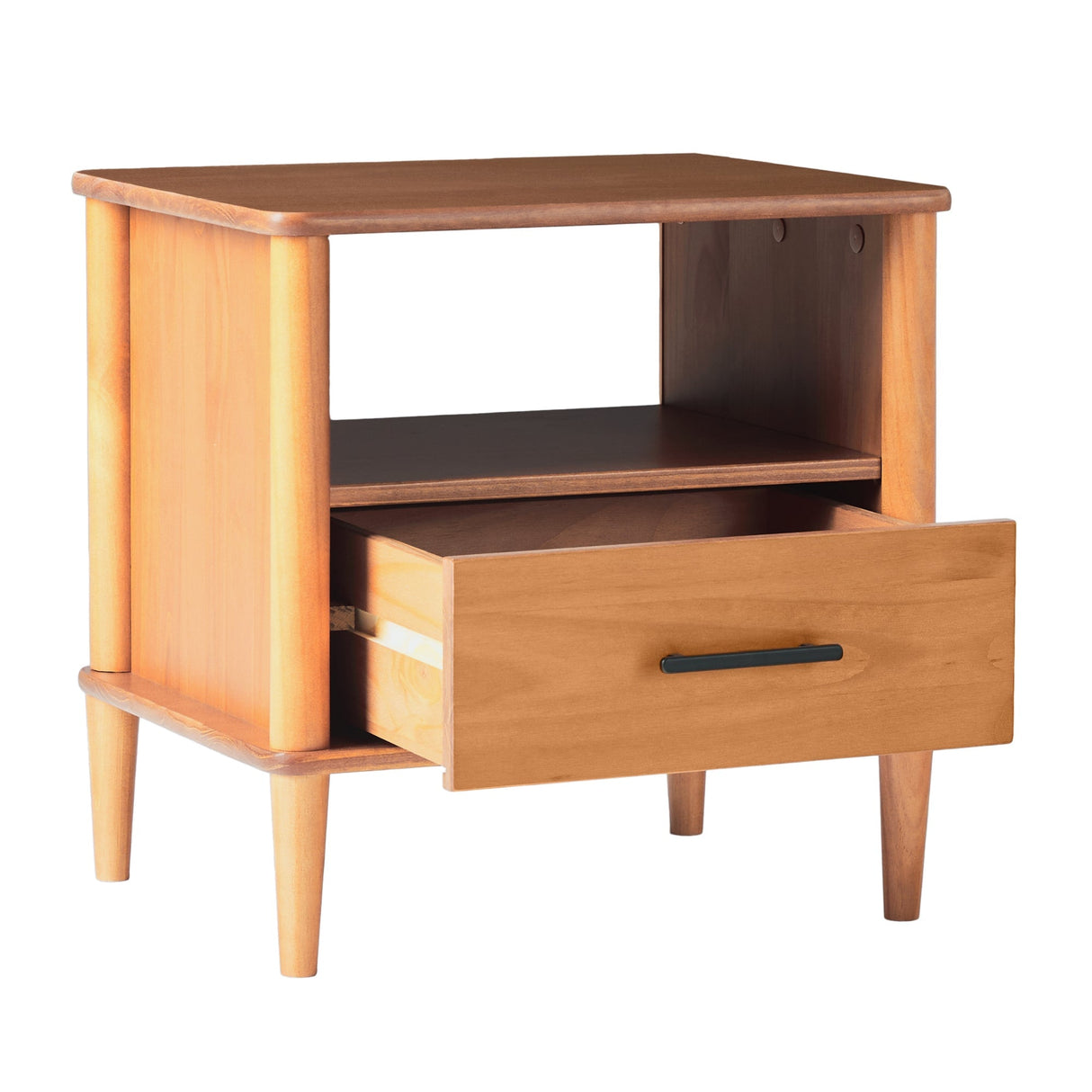 Spindle Transitional 1-Drawer Nightstand-Bedroom-Parc Decor