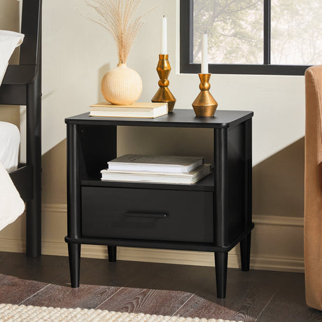 Spindle Transitional 1-Drawer Nightstand-Bedroom-Parc Decor