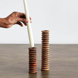 Spiral Pine Modern Wood Candle Candlestick Holder