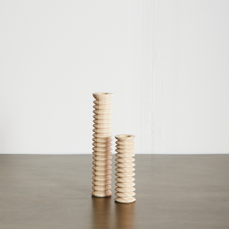 Spiral Pine Modern Wood Candle Candlestick Holder