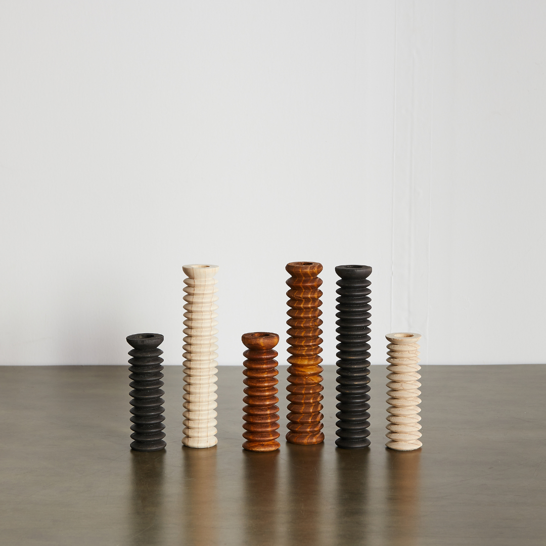 Spiral Pine Modern Wood Candle Candlestick Holder-Décor Collection-Parc Decor