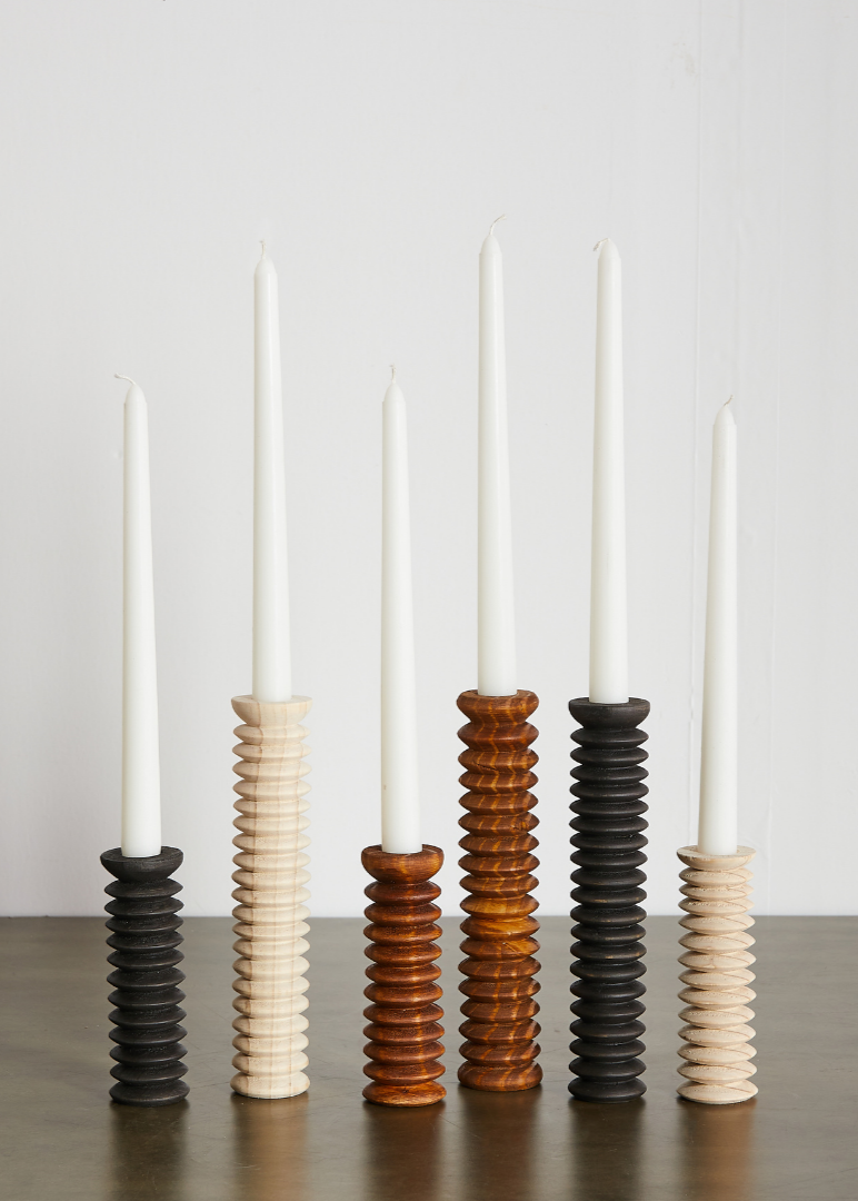 Spiral Pine Modern Wood Candle Candlestick Holder-Décor Collection-Parc Decor