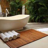Spokane Etra Large Oiled Teak Shower and Bath String Mat with Rubber Footing-Bath Mat-Parc Decor