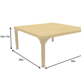 Square Adjustable Kids Classroom Table – 30"×30", 13" to 17" Height