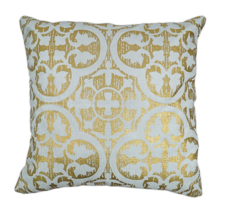 Square Geometric Printed Modern Contemporary Accent Gold and White Pillow Cover | PL08-All Products-Parc Decor