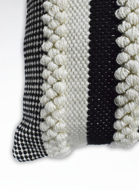 Square Outdoor and Indoor Safe Black and White Striped Pillow