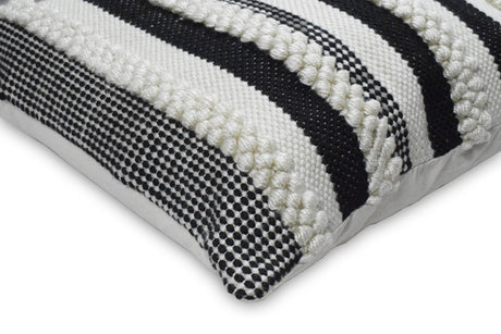 Square Outdoor and Indoor Safe Black and White Striped Pillow-All Products-Parc Decor