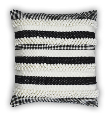 Square Outdoor and Indoor Safe Black and White Striped Pillow-All Products-Parc Decor