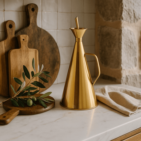 Stainless Steel Oil Cruet with Gold Finish