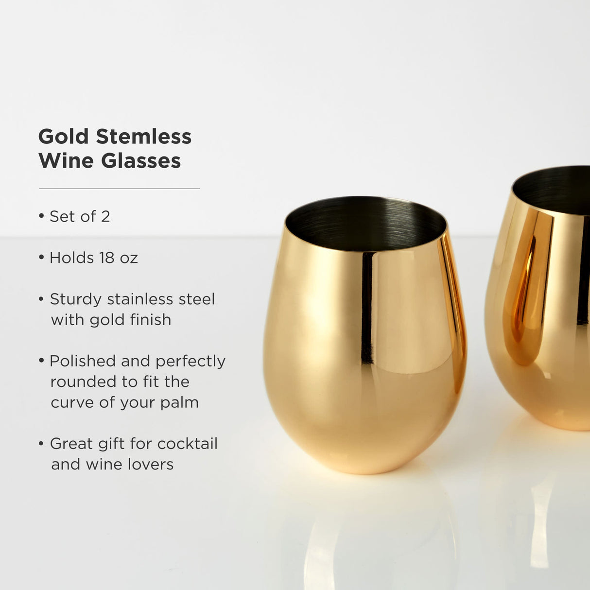 Stainless Steel Stemless Wine Glasses in Gold Set of 2-product_type::stemless_wine_glasses-Parc Decor
