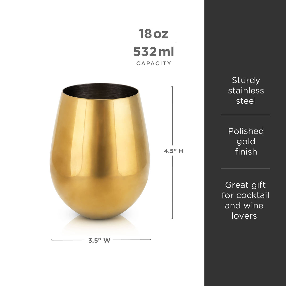 Stainless Steel Stemless Wine Glasses in Gold Set of 2-product_type::stemless_wine_glasses-Parc Decor