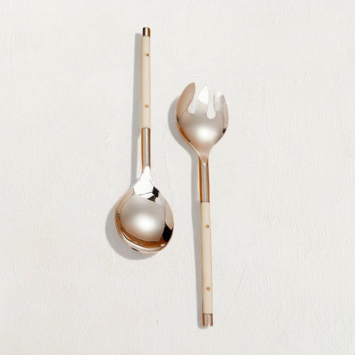 Stainless with Ivory Inlay Serving Utensil Set-Utensils-Parc Decor