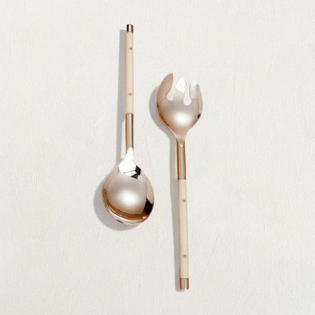 Stainless with Ivory Inlay Serving Utensil Set-Utensils-Parc Decor
