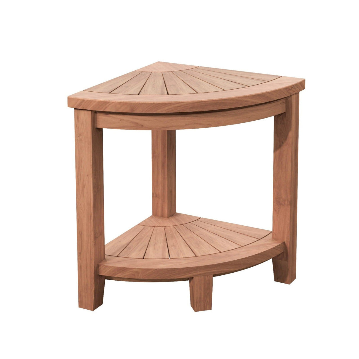 Stanley Natural Teak Shower and Bath Corner Stool with Shelf-Bench-Parc Decor