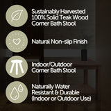 Stanley Natural Teak Shower and Bath Corner Stool with Shelf-Bench-Parc Decor