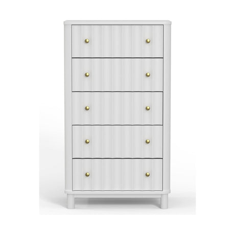 Stapleton Five Drawer Chest, White-Dresser & Chest-Parc Decor