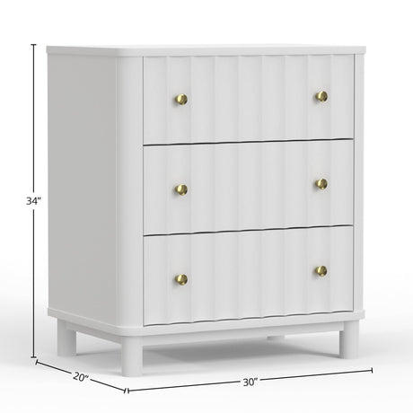 Stapleton Three Drawer Small Chest, White-Accent Chests-Parc Decor